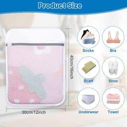 3 Stuks Duurzame Honingraat Mesh Waszakken voor Delicate Goederen met Rits, Herbruikbare Waszakken voor Kleding, Sokken en Ondergoed (30x40cm) — thumbnail 5