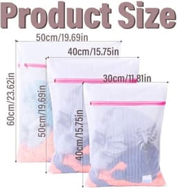 Waszak 6-delig - Waszakken voor wasgoed - Waszak met ritssluiting - Wasnet groot/medium/klein - Bescherming voor delicate kleding - Duurzaam en robuust — thumbnail 2
