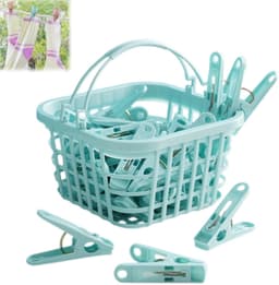 30 stuks-Wasknijpers - Sokkenclips - Droogclips - Clips - Met opbergmandje - Kledingaccessoires - Geschikt voor het drogen van handdoeken, sokken en ondergoed - blauw-Clips 5,2*1,2 cm - Mandje 9*9*6,5 cm — thumbnail 1