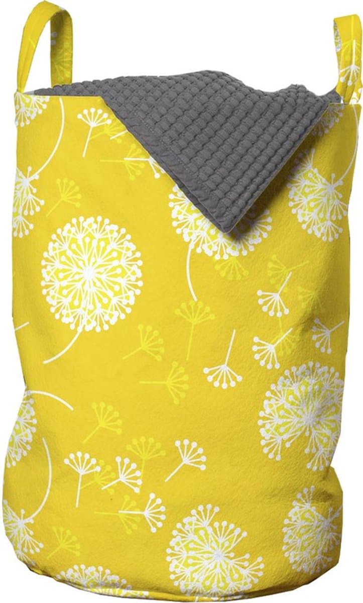 New Bed, Wasmand met Dandelion Bloemen in Geel Wit, Opbergmand kinderkamer met Handvatten en Koordsluiting, Speelgoedmand kinderen - Speelgoedkist - Wasbox - 33 x 48 cm — afbeelding 1