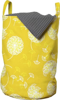 New Bed, Wasmand met Dandelion Bloemen in Geel Wit, Opbergmand kinderkamer met Handvatten en Koordsluiting, Speelgoedmand kinderen - Speelgoedkist - Wasbox - 33 x 48 cm — thumbnail 1