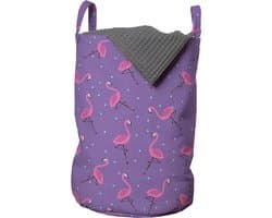 New Bed, Wasmand met Flamingo’s voor meisjeskamer, Flamingo Patroon Opbergmand kinderkamer met Handvatten en Koordsluiting, Speelgoedmand kinderen - Speelgoedkist - Wasbox - 33 x 48 cm