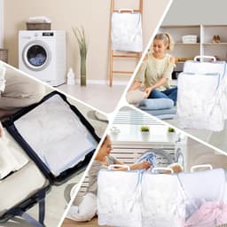 Set van 2 waszakken en 2 wasnetten met rits voor ondergoed, blouses en babykleding - Herbruikbaar en groot formaat met handvatten — thumbnail 4