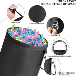 Wasknijperzak Ophangen - Klemmen Tas - Wasknijpers Opbergen - Waterdichte Oxford Stof - 28 x 20 cm - Zwart — thumbnail 2