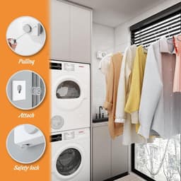 Uittrekbare Waslijn - Uitschuifbare Lijn - Kleding Drogen - Ruimtebesparend Ontwerp - 4 Meter - Grijs — thumbnail 2