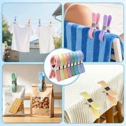 8 stuks grote handdoekklemmen voor strandligstoelen, winddichte wasknijpers van roestvrij staal voor kleding, ligstoelen, badhanddoek en beddengoed, met reistas — thumbnail 3