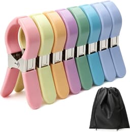 8 stuks grote handdoekklemmen voor strandligstoelen, winddichte wasknijpers van roestvrij staal voor kleding, ligstoelen, badhanddoek en beddengoed, met reistas — thumbnail 1