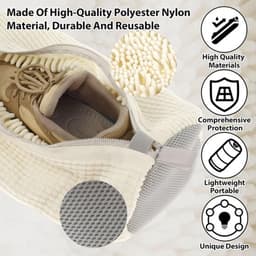 Set van 2 Schoenwaszakken - Wasmachine - 39 x 19 cm - Schoenentas - Waszak met Rits - Herbruikbare Schoenen - Waszak voor Schoenpoetsen - 2 Stuks - Wit — thumbnail 4