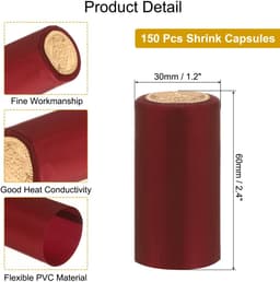 150 stuks PVC thermische thermische capsules, wijnflessen, verzegeling, wijn, thermokurken, voor wijnflessen, glas, wijn, kelder, huis, 30 x 60 mm, rode wijn — thumbnail 5