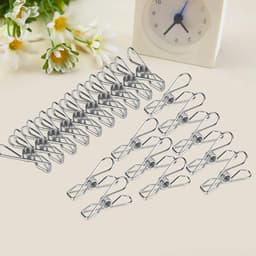 Wasknijpers Roestvrijstaal - Kledingklemmen Clips - Kleding Drogen - Winddicht Duurzaam - 20 stuks - Zilver — thumbnail 3