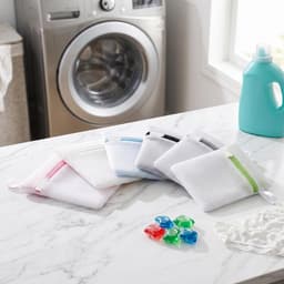 Waszak klein 6-delige set – mini-wasmachinetak met honingraatstructuur 14 × 12 cm | waszak voor fijne was beha-sokken | waszak wasmachine nettas | nettas voor ondergoed — thumbnail 5