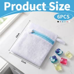 Waszak klein 6-delige set – mini-wasmachinetak met honingraatstructuur 14 × 12 cm | waszak voor fijne was beha-sokken | waszak wasmachine nettas | nettas voor ondergoed — thumbnail 3
