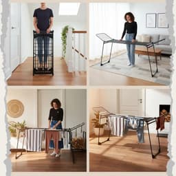 KINGHoff - Droogrek - Opvouwbaar Wasrek tot 25 kg - Staand Droogrek - Wasdroger Rek met Vleugels - Inklapbaar Wasrek voor Binnen & Buiten - XXL - 210-290 x 55 x 125 cm - Zwart — thumbnail 3