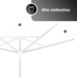 Droogmolen Buiten - Waslijn Inklapbaar - Kleding Drogen - Weerbestendig Metaal - 45 Meter Waslijn - Wit — thumbnail 3