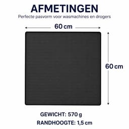 Siliconen Wasmachine Beschermmat 60x60 cm - Antislip Mat voor Wasmachine en Droger - Multifunctionele Waterdichte Beschermmat voor Huishoudelijke Apparaten - Zwart — thumbnail 2