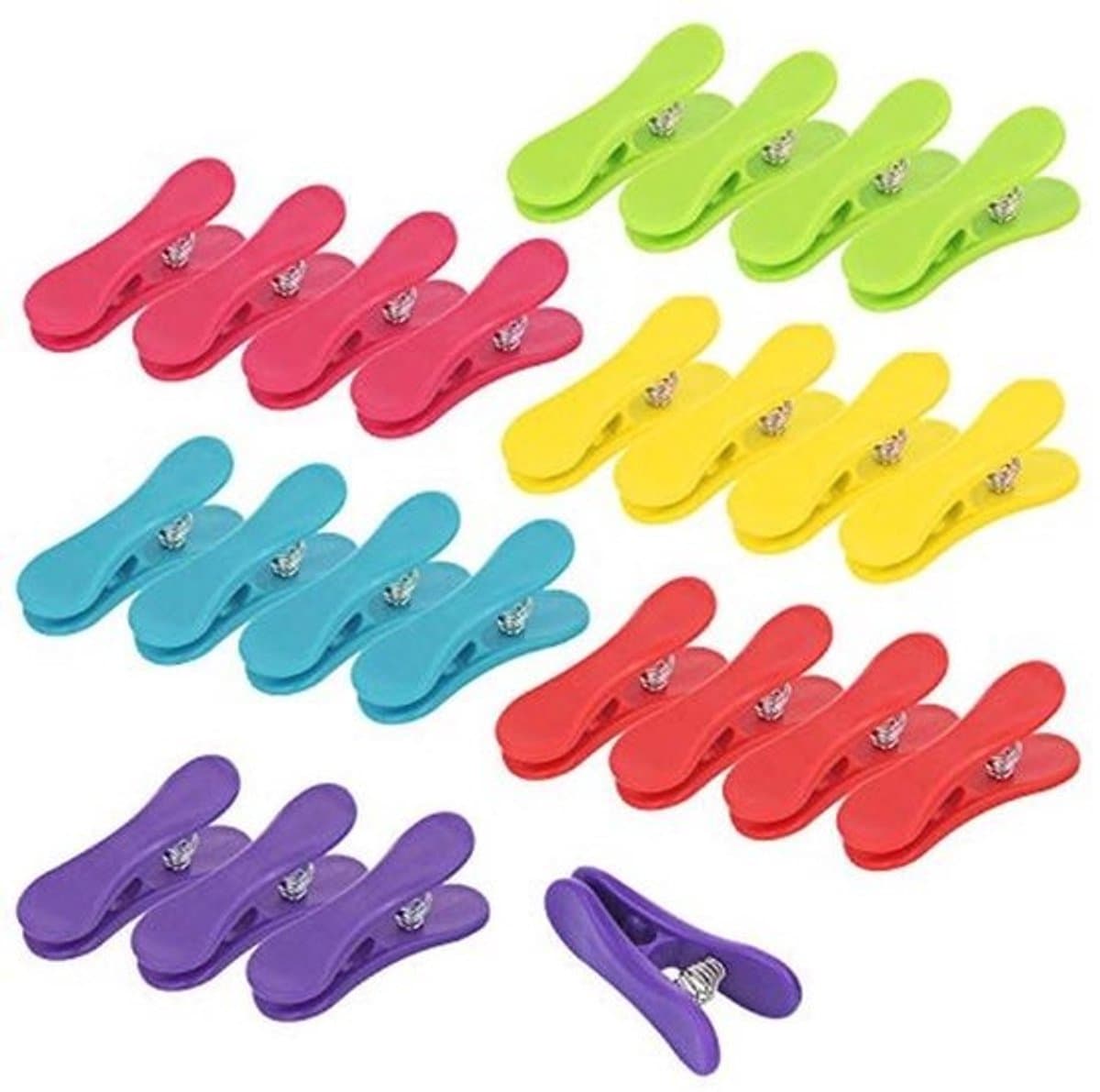 24 sluitclips voor zakken - Kunststof zakclips voor het vers houden van voedsel - 6 kleuren — afbeelding 1