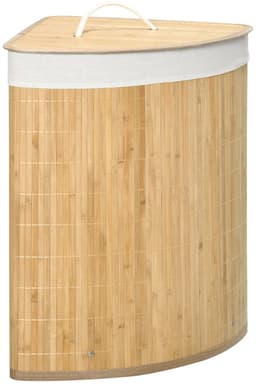 Damenzo - Wasmand - Wasmand met deksel - Wasmanden - Wasmand hoekmodel - Afneembare hoes - 55 Liter - 38X38X57 cm - Bamboe — thumbnail 1
