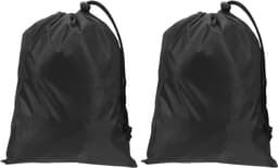 Polyester waszak, 2 stuks 25,4 cm x 20 cm zware reistas met trekkoord, scheurbestendig, opslag voor vuile kleding voor reizen, kamperen, college slaapzaal, zwart — thumbnail 1