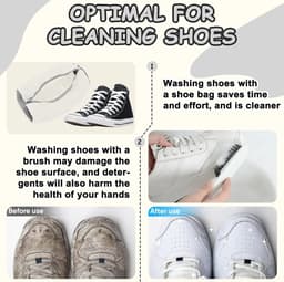 Waszak voor schoenen, wasmachine, 360°-reiniging, schokabsorberend en geluidsabsorberend, meervoudige bescherming, herbruikbare gymschoenen crèmekleurig, 2 stuks — thumbnail 3
