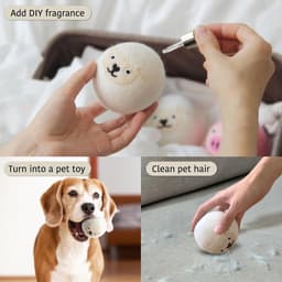 SnelShoppen - Wool Dry Balls - 6 Stuks, 100% Natuurlijk Wol, Snellere Droogtijd, Schattig Dierontwerp, Maakt Was Zacht, Opbergdoos Inclusief, Wit — thumbnail 3