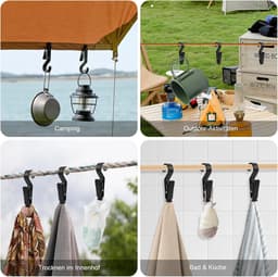 SnelShoppen - Multifunctionele Kledingknijpers - 4 Stuks - Zwarte PP Kunststof - Voor Camping, Tenten, Vaatdoeken, Wasdroging - Handige Haak Clips — thumbnail 5