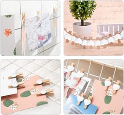 SnelShoppen - Andiker Mini Houten Clips met Jute Touw, 50 Stuks Decoratieve Klemmen voor Foto's, Kaarten, Bruiloften en Feestjes, Natuurlijke Houtkleu — thumbnail 2