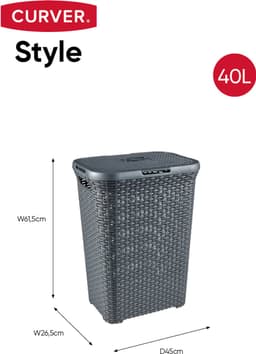 Curver Style Wasmand met Deksel - 40L - Antraciet — thumbnail 2