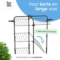 Droogtoren 42m - Droogrek inklapbaar 4 lagen met wielen - Zwart - Bodo — thumbnail 4