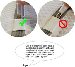 Wasnetjes met ritssluiting - Wit - Set van 4 Waszakken in 2 Maten - Mesh Waszakken voor Delicate Kleding - Voor Wasmachine en Droger — thumbnail 2