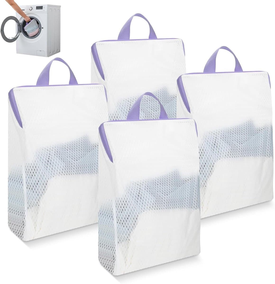 Wasnetjes met ritssluiting - Wit - 30 x 40 cm - Duurzaam micro-mesh met handvat - Voor wasmachine en reizen — afbeelding 1
