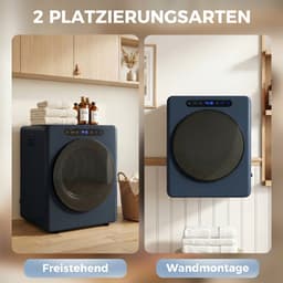 ECTEATOY® Wasdroger 5 kg - Luchtafvoerdroger met RVS Trommel - 1000W - Vrijstaand & Stapelbaar - Timer & Kinderslot - Blauw — thumbnail 3