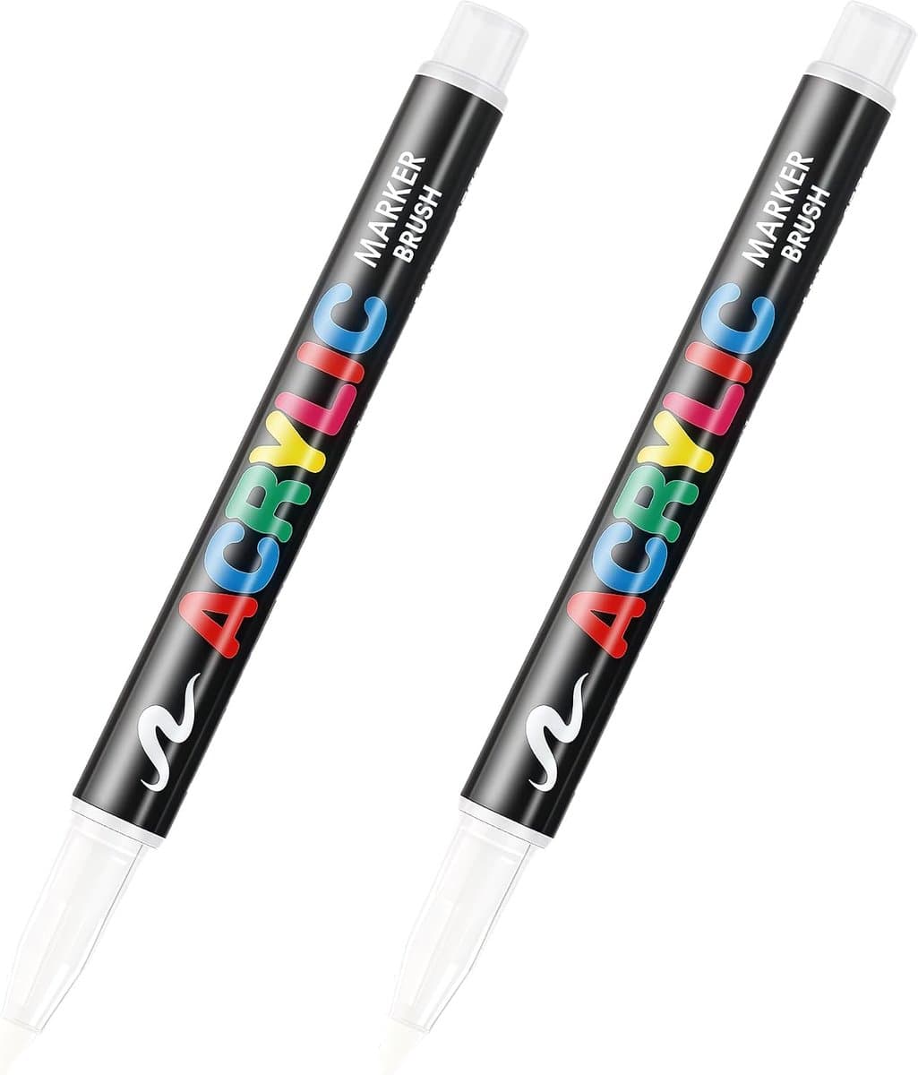 2 Witte Textielstiften Wasmachinebestendig - Waterdichte Stofverfstiften voor T-Shirts, Textielmarkers — afbeelding 1