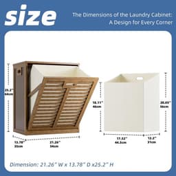 Dailygoods- Wasmandkast 63 Liter - Verwijderbare Waszak - Metalen Handgreep - Kantelbaar - Multifunctioneel - Geschikt voor Keuken/Badkamer - Opbergkast — thumbnail 5