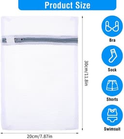 Waszak - Netwaszakken - Ideaal voor delicate was - 30x20 cm en 40x30 cm - Polyester - Geschikt voor ondergoed en babykleding - 4 stuks — thumbnail 2