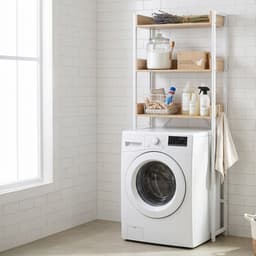 Wasmachine-rek - bruin-wit - 63x166,5x25 cm - met opbergruimte — thumbnail 3