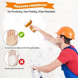 Witte wandverf reparatieverf 500 g voor muurreparatie, muurkrassen en graffiti met verfroller en rolborstel — thumbnail 5
