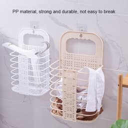 2 stuks Opvouwbare manden - Wasmand - Speelgoedmand - Toiletartikelenmand - Badkamerwasmand - Hangende opvouwbare mand - Inclusief haken - Voor vuile was, speelgoed, toiletartikelen, schrijfwaren, groenten (36,6*23,3 cm - Diverse kleuren) — thumbnail 2