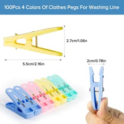Wasknijpers,4 Kleuren Stevige Wasknijpers Zonder Opdruk Voor Waslijn,Kleine Plastic Klokken Zachte Grip Kleren Pegs Winddicht voor Waslijn of Droogrek — thumbnail 5