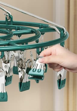 Droogrek voor Kleding met 24 Clips, Rotatable en Windproof, Ideaal voor Sokken en Ondergoed — thumbnail 5