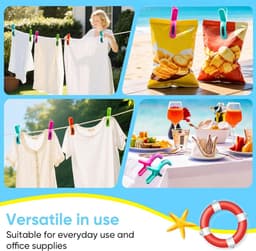 8 stuks grote strandhanddoekclips, 10 cm wasknijpers, extra sterk, winddichte wasclips voor strandstoelen, voorkomen dat je handdoek wegwaait, 4 heldere kleuren — thumbnail 3