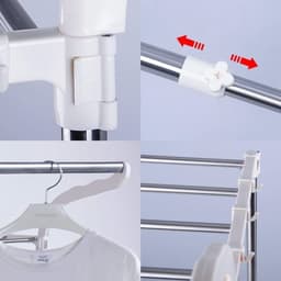 Opbergplank Boven de Wasmachine Toilet Opbergrek 2 Planken Badkamer Ruimtebespaarder Wasruimte Organizer met Ophangstang, Eenvoudige Montage, Verstelbare (62-101) x 173 x 48 cm, Ivoor — thumbnail 5