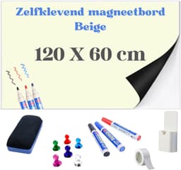 Magnetische Whiteboard Folie – Zelfklevende Whiteboard Sticker voor Muur, Herbruikbare Planner voor Thuis, Kantoor & School (120 x 60 Beige) — thumbnail 1