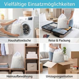 Set van 2 Waszakken 70x90cm, Fijne Mesh Wasnetten met Trekkoord voor Kleding, Beddengoed en Speelgoed, Herbruikbare Waszakken voor de Wasmachine — thumbnail 3