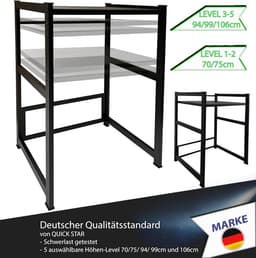 Wasmachinerek 74x65x111cm zwart | Opbergrek voor wasmachine en droger boven elkaar | Badkamer staand rek wasmachinekast kelder — thumbnail 2