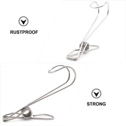 Wasknijpers met haken van roestvrij staal, metalen wasknijpers met hanger voor kleding, foto's, gordijnen, badkamer, keuken en tuin — thumbnail 2