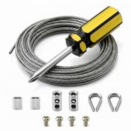 SnelShoppen - RVS Staal Kabelset 6m/2mm, Stalen Kabel met M2 Krimpogen en Bevestigingsmaterialen voor Tentlijnen, Kledinglijnen, Tuin en Camping — thumbnail 1