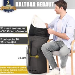 SnelShoppen - XXL Waszak Voor Op Reis, Waterdichte Kledingtas 115 Liter, Opvouwbare Opbergzak Met 2 Gevoerde Schouderbanden, Vuile Was Rugzak, Ideaal — thumbnail 3