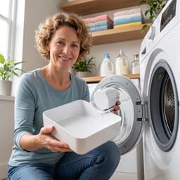 Lekbak Wasmachine - Afvoerbak voor wasmachine - Afvalwaterbak van de wasmachine - Afvalwateropvangbak - 16 × 18cm - Geschikt voor wasmachines - Met lekbak + universele geleidingsplaat + moer - Universeel - Wit — thumbnail 5