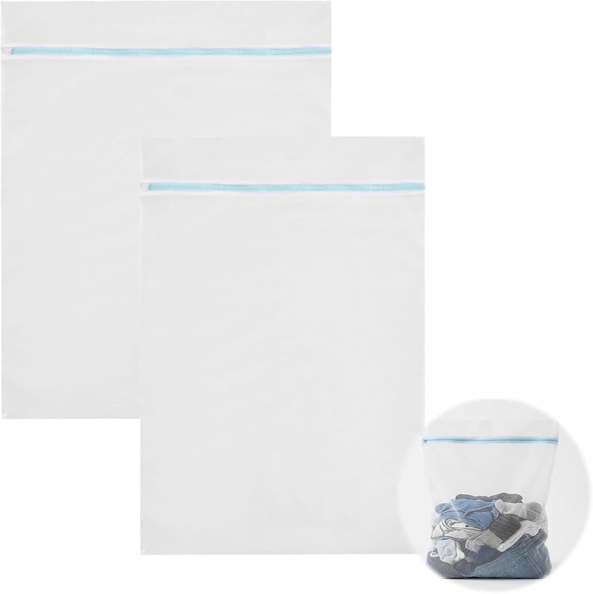 Set van 2 extra grote waszakken, 60 x 80 cm, duurzaam wasnet voor delicate kleding, gordijnen en beddengoed — afbeelding 1