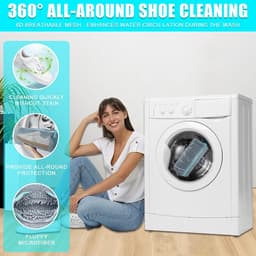 Schoenwaszak voor wasmachine – Herbruikbare microvezel sportschoen waszak – Chenille binnenborstel – Zelfsluitende rits – Beschermt schoenen en wasmachine – 2 stuks – Grijs — thumbnail 4